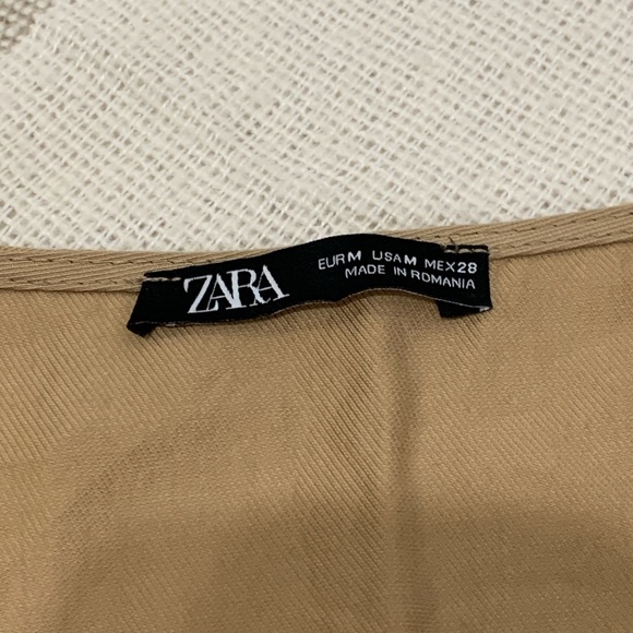 Zara Belted Khaki Mini Dress Size Medium - Picture 8 of 10